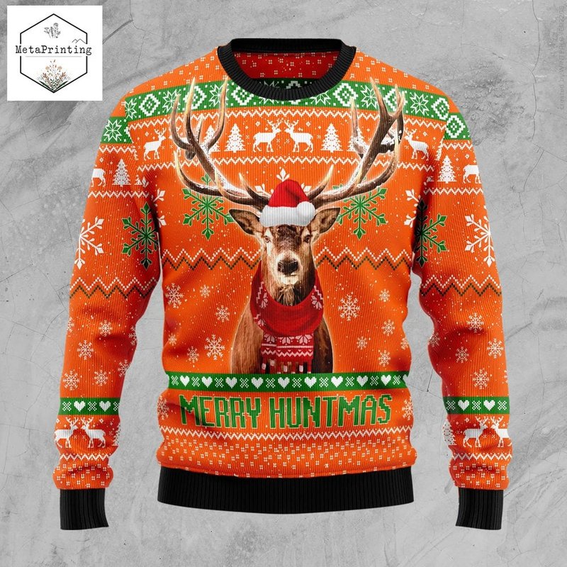 Deer Merry Huntmas Ugly Christmas Sweater — Chandails pour hommes