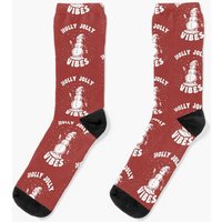 Holly Jolly Vibes Vintage Snowman Funny Matching Christmas — Chaussettes fantaisie