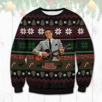 Elvis Presley Guitar Love Ugly Christmas Knitted Sweater, Christmas Ugly Sweater