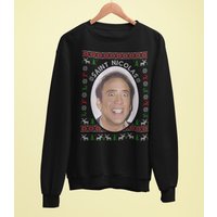 Nicholas Cage Christmas Sweater - Saint Nicholas | Funny Gift Santa Nick Cage