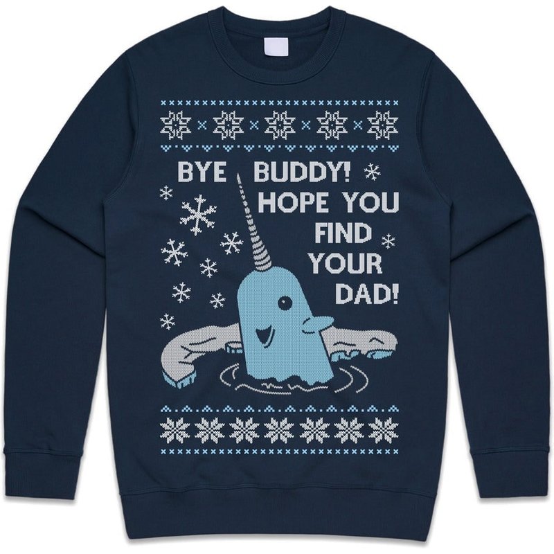 Bye Buddy Christmas Jumper Elf Narwhal Cute Funny Xmas Sweater — Chandails pour hommes