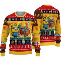 Funny Minions And Among Us Christmas Sweater