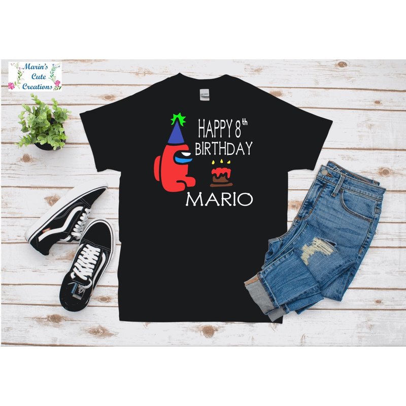 Birthday Among Us Gaming Shirt - Custom Gamer Tee — T-shirts pour hommes