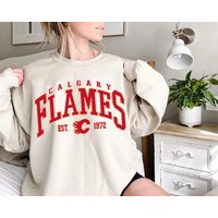 Calgary Flames Sweatshirt, Flames Sweatshirt, Hockey Sweatshirt — Sweats à capuche pour hommes