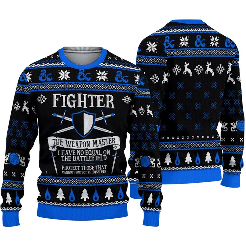 Dnd Classes Fighter Ugly 3d Sweater — Chandails pour hommes