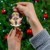 Post Malone Round Ceramic Christmas Tree Holiday Ornament — Ornements