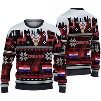 Croatia Ugly Christmas Sweater Sport Soccer Team, World Cup 2022 3d Sweatshirt — Chandails pour hommes