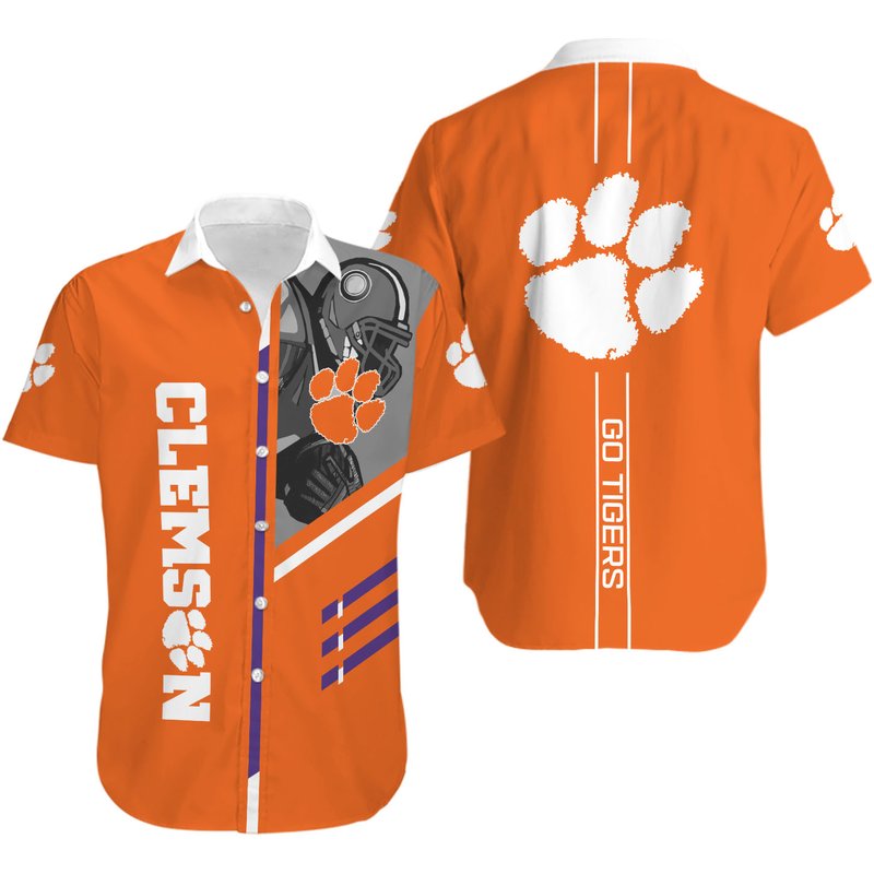Clemson Tigers Short Sleeve Hawaiian Shirt — Chemises décontractées pour hommes