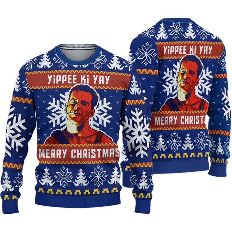 Die Hard Bruce Willis Christmas Movie Ugly 3d Sweater — Chandails pour hommes