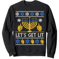 Let's Get Lit Chanukah Hanukkah Ugly Sweater Sweatshirt