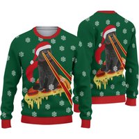 Drax Pizza Cat With Laser Eyes Ugly Christmas Sweater