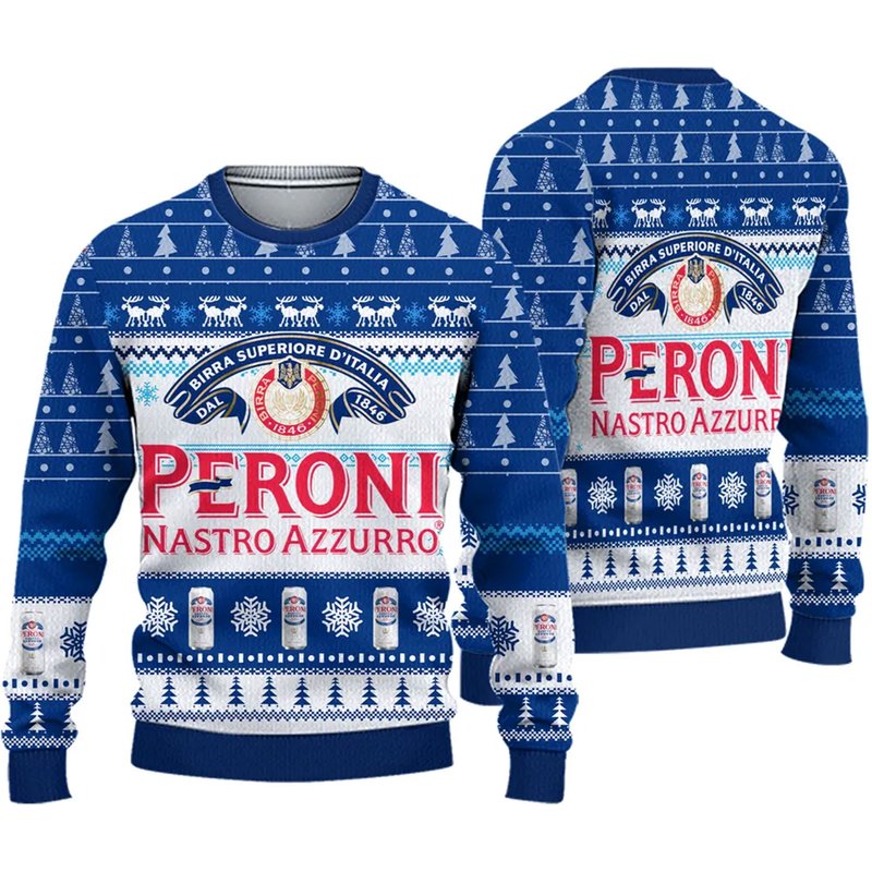 Peroni Nastro Azzurro Beer Christmas Ugly Sweater — Chandails pour hommes