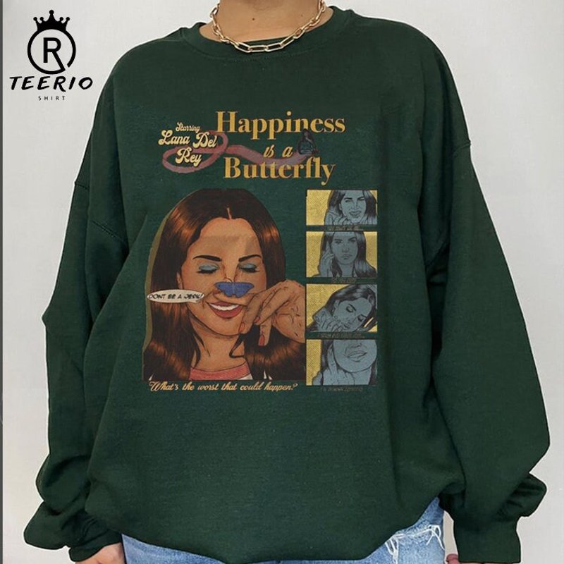 Happiness Is A Butterfly Shirt, Lana Del Rey Shirt, Lana Del Rey Tour 2022 Shirt — Sweats à capuche pour hommes