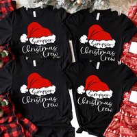 Personalized Santa Hat Christmas Crew Family Pajama Shirts