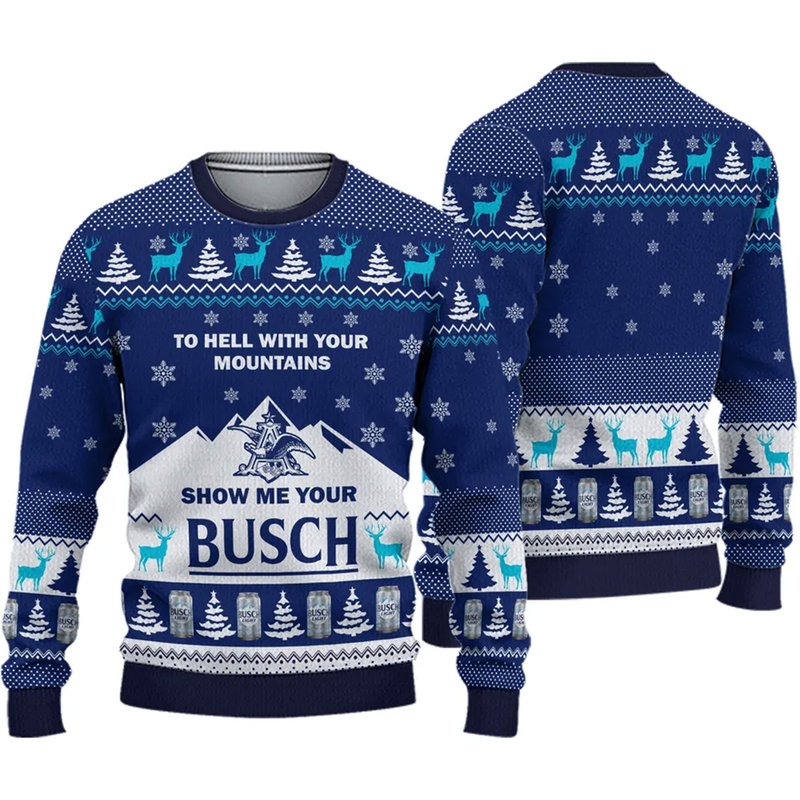 To Hell With Your Mountains Show Me Your Busch Ugly Christmas 3d Sweater — Chandails pour hommes