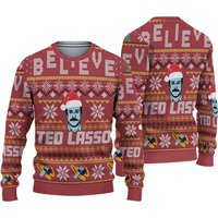 Belive T E D L A S S O Knitted Believe Ugly Christmas 3d Sweater