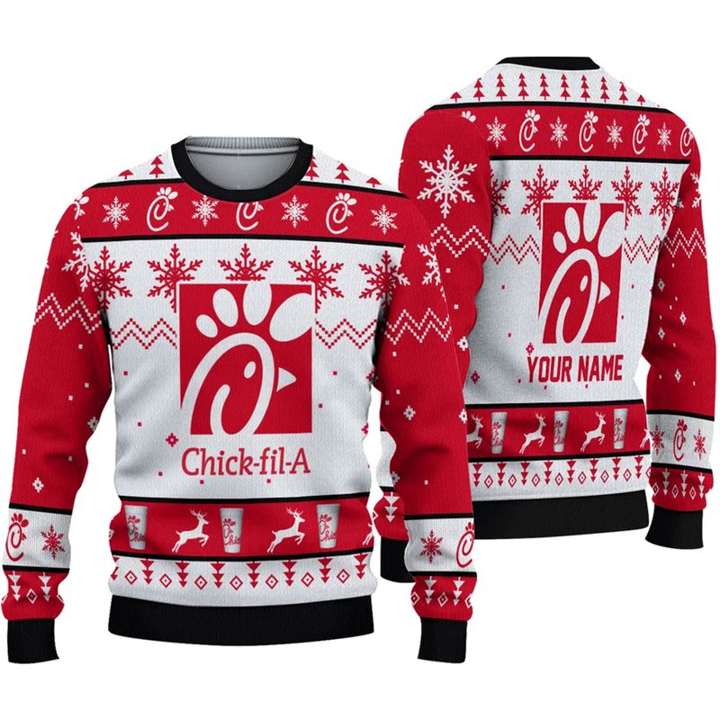 Chick Fil A Ugly Knitted Christmas 3d Sweater — Chandails pour hommes