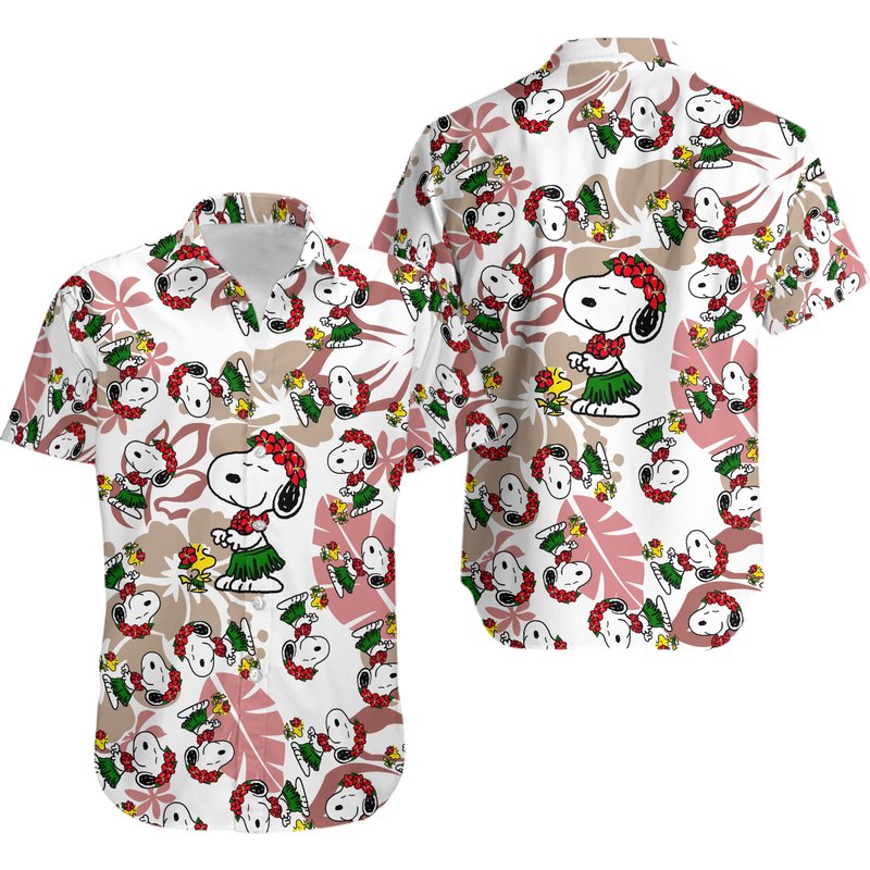 Snoopy Summer Time Hawaiian Shirt Beach Shirt Fashion Summer Fan Hot Design Figure Space — Chemises décontractées pour hommes