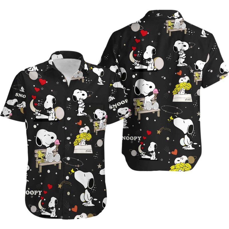 Snoopy Summer Time Hawaiian Shirt — Chemises décontractées pour hommes