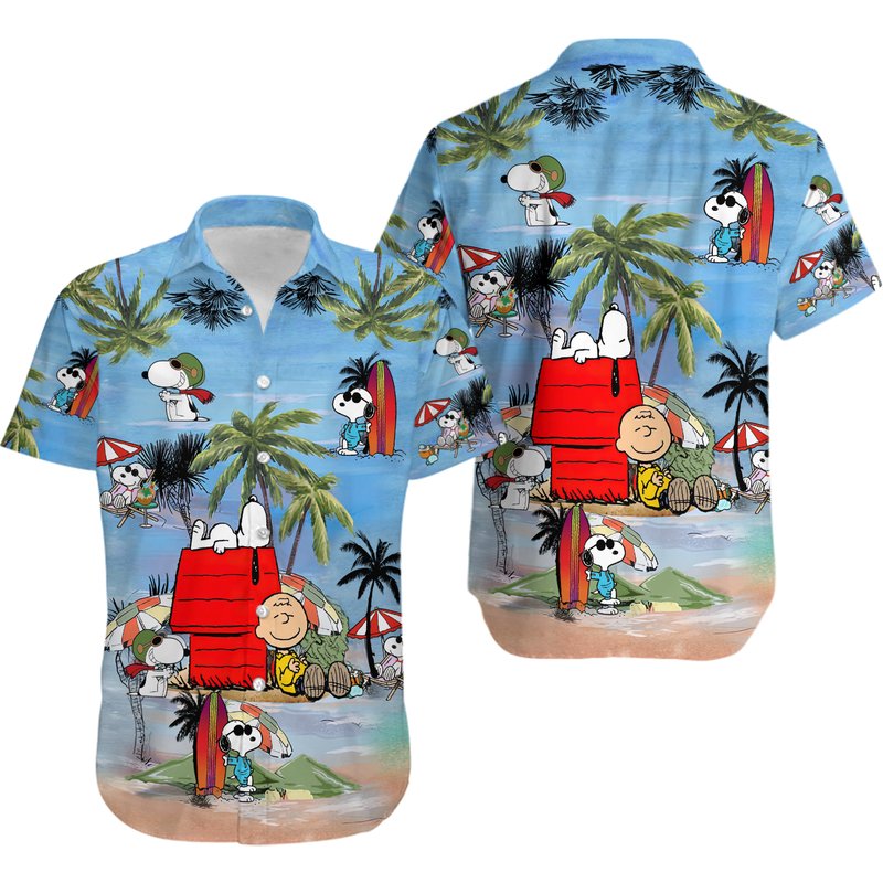 Snoopy Summer Time Hawaiian Beach Shirt — Chemises décontractées pour hommes