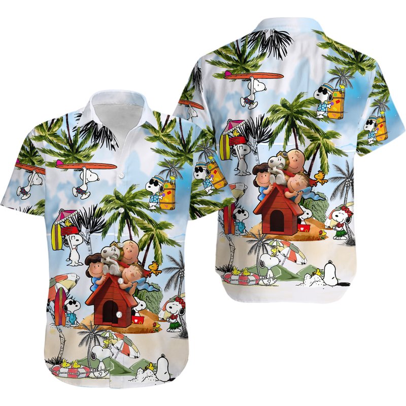 Snoopy Summer Time Hawaiian Shirt — Chemises décontractées pour hommes