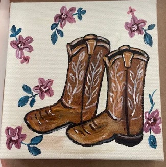 Carly Beck - Canvas Painting - Ode to California - Boots (5"x5")