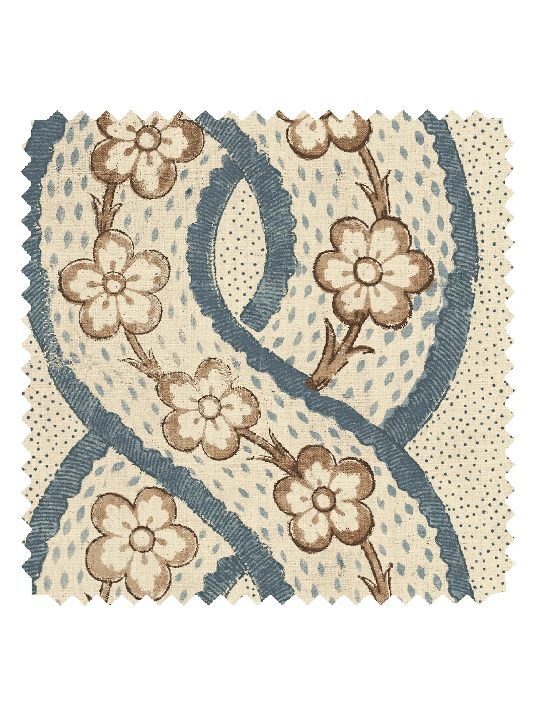 Tissu en lin teinté de thé 'Whitby' par Nathan Turner - Bleu Marron — Tissu au mètre