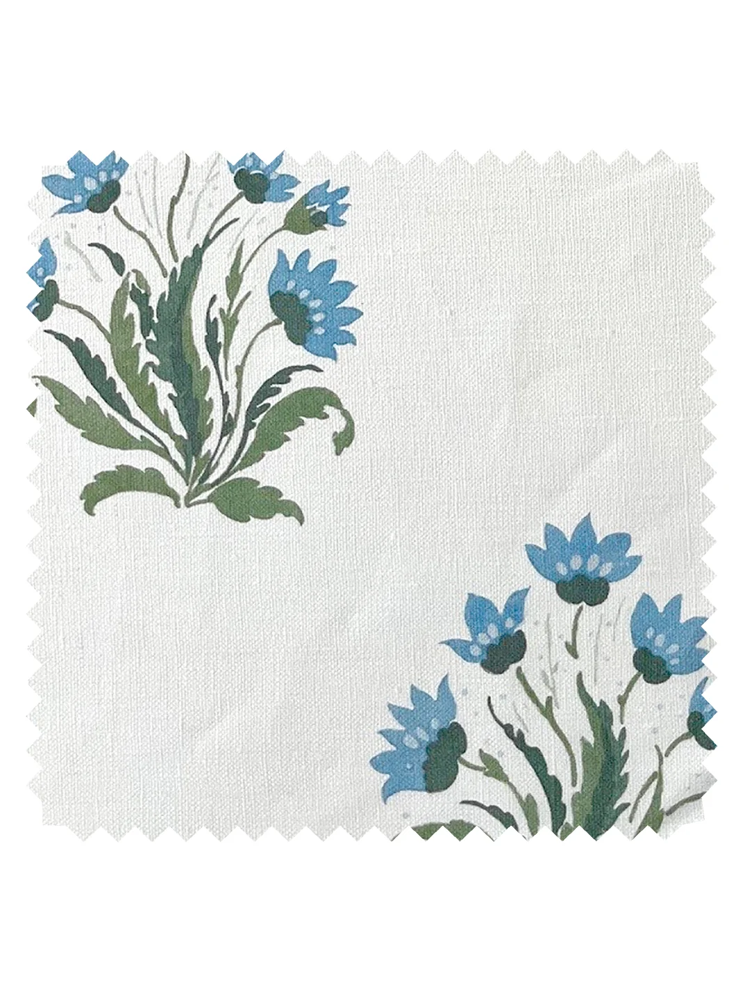 Hillhouse Block Print Small Tea Stained Linen Fabric by Nathan Turner - Blue Green - Linen / Sample
