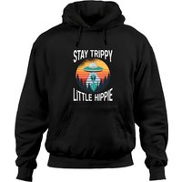 Stay Trippy Small Hippie Aliens Peace Sign Pullover Hoodie