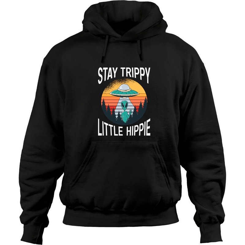 Stay Trippy Small Hippie Aliens Peace Sign Pullover Hoodie — Sweats à capuche pour hommes