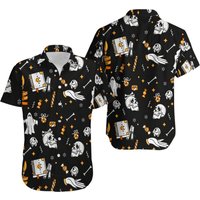 Halloween Funny All Over Skull Hawaiian Shirt