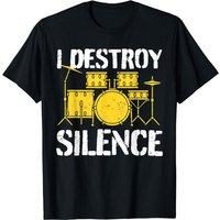 Funny Drummer Drumming Drums Percussion I Destroy Silence T-shirt — T-shirts pour hommes
