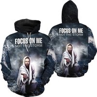 Jesus Focus On Me Not The Storm 3d Pullover Hoodie — Sweats à capuche pour hommes