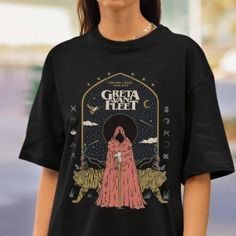 Greta Van Fleet Shirt, Greta Van Fleet Tour Shirt, Dreams In Gold Shirt — T-shirts pour hommes