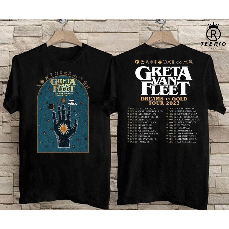 Greta Van Fleet Tour 2022, Dreams In Gold Music Tour Shirt — T-shirts pour hommes