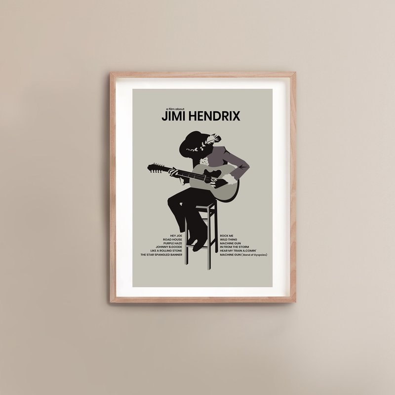 Vintage Black And White Movie Poster Of Jimi Hendrix — Posters & Prints