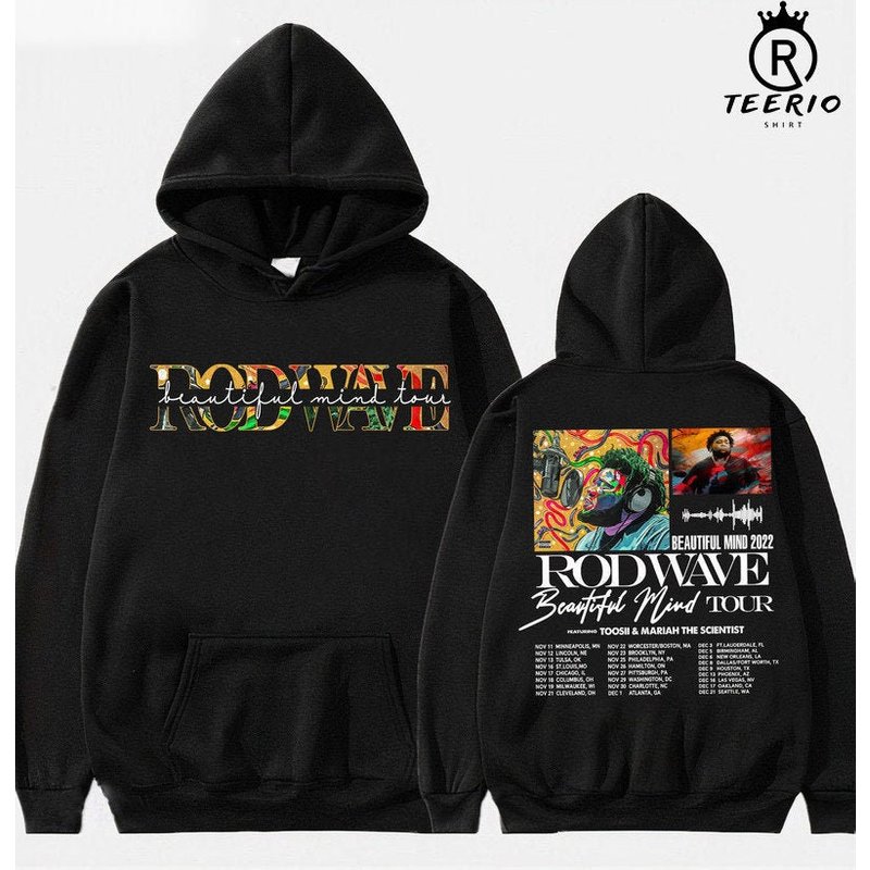 Rod Wave Beautiful Mind 2022 Tour Tshirt, Vintage Unisex Hoodie — Sweats à capuche pour hommes