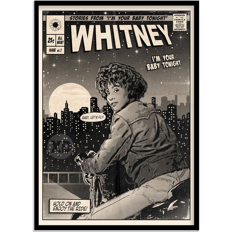 Whitney Houston - I'm Your Baby Tonight Vintage Comic Cover Art Print Poster — Posters & Prints