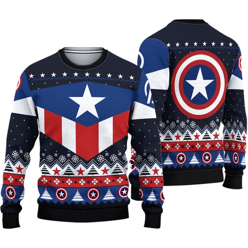 Captain Americas Ugly Christmas Ugly Sweater — Chandails pour hommes