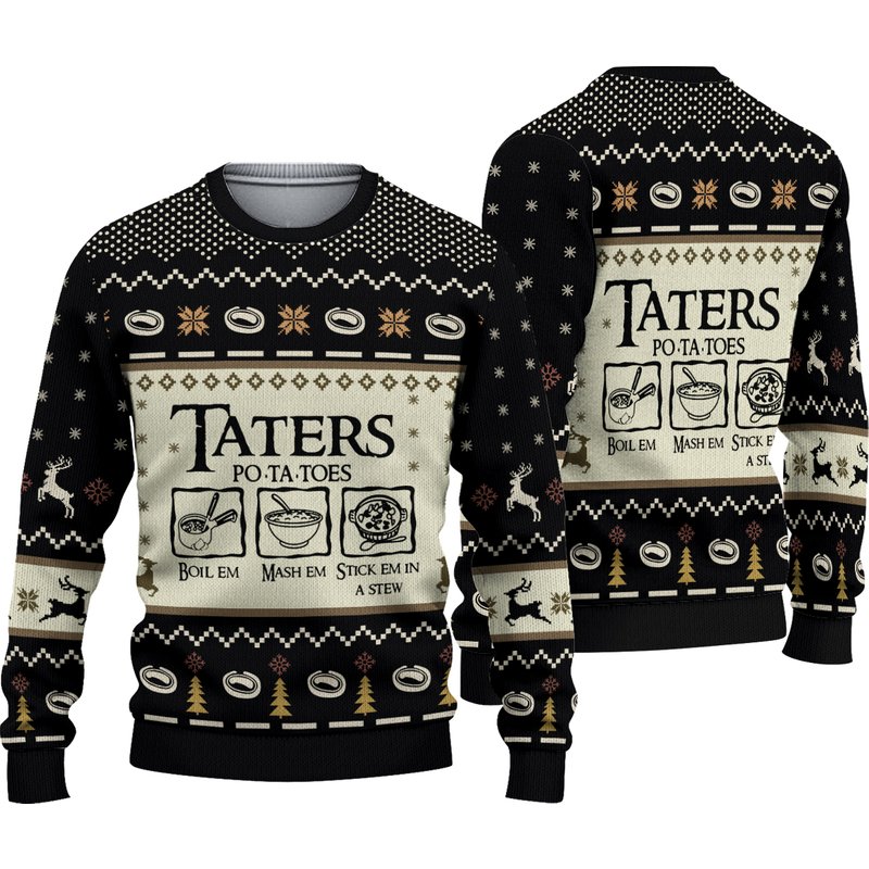 Taters Potatoes Ugly Christmas Sweater — Chandails pour hommes