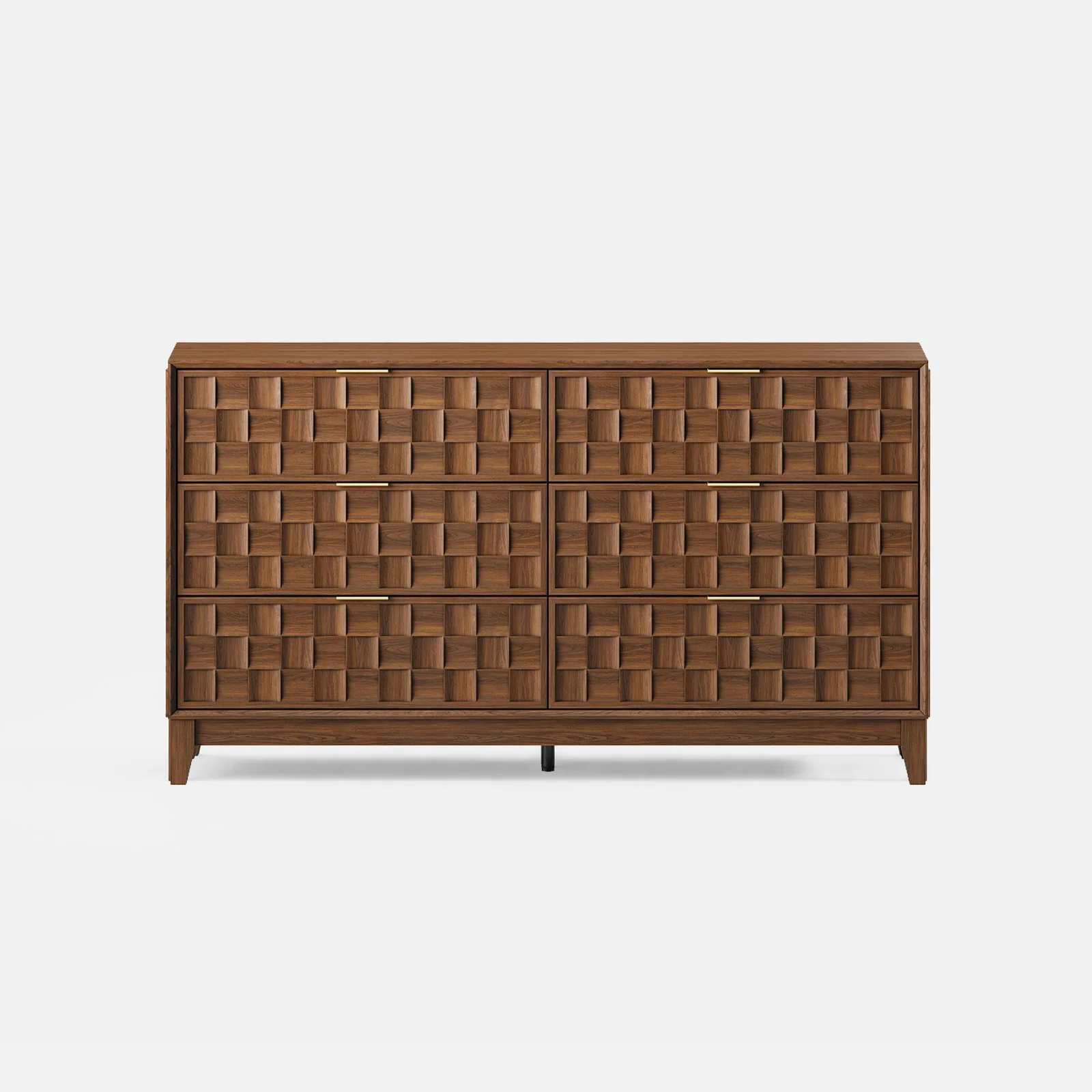 Colamy Pixel Fluted 6-Drawer Storage Cabinet - Walnut