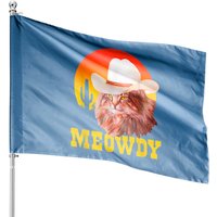 Meowdy! Country Music Cat Cowboy Hat Vintage House Flags — Drapeaux décoratifs