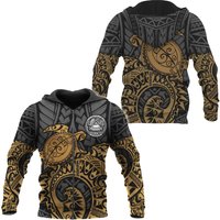 Polynesian Samoa Golden Tortoise Flowing Tattoo 3d Zip Hoodie — Sweats à capuche pour hommes