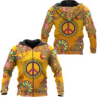 Peace Love Hippie 3d All Over Printed Unisex Zip Hoodie — Sweats à capuche pour hommes