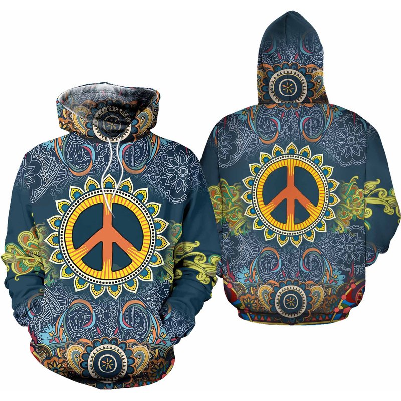 3d All Over Print Blue Hippie Hoodie — Sweats à capuche pour hommes
