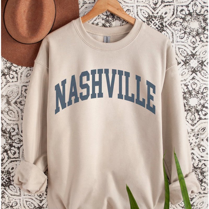 Nashville Sweatshirt Faded Vintage Aesthetic Trendy Country Apparel — Sweats à capuche pour hommes