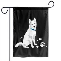 Cute White Siberian Husky - Sweet White Snow Dog Garden Flags — Drapeaux décoratifs