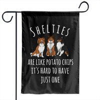 Shelties Like Potato Chips Garden Flags — Decorative Flags
