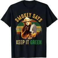 Vintage Smokey Says Keep It Green Camping Lovers T-shirt — T-shirts pour hommes
