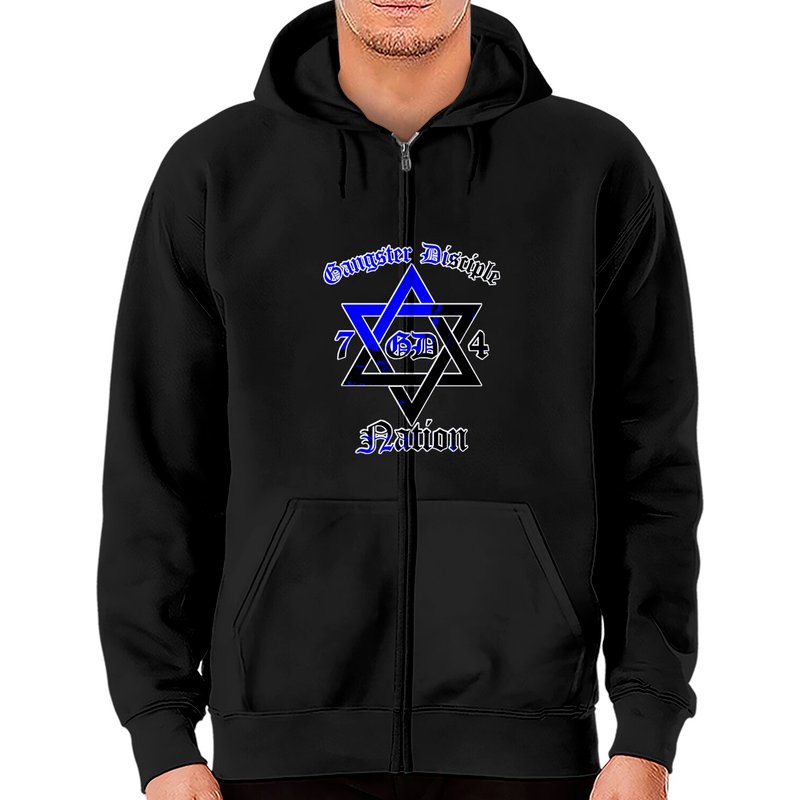 Gangster Disciple Nation Gd 74 Folks Gdn Zip Hoodies — Sweats à capuche pour hommes